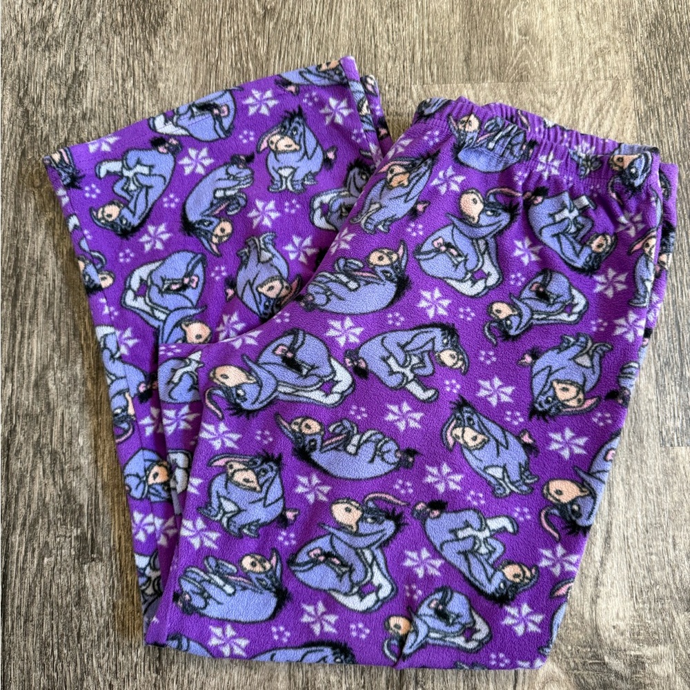 Disney Eeyore Pajama Lounge Pants Size Large Ankle Soft Fleece - Picture 4 of 9